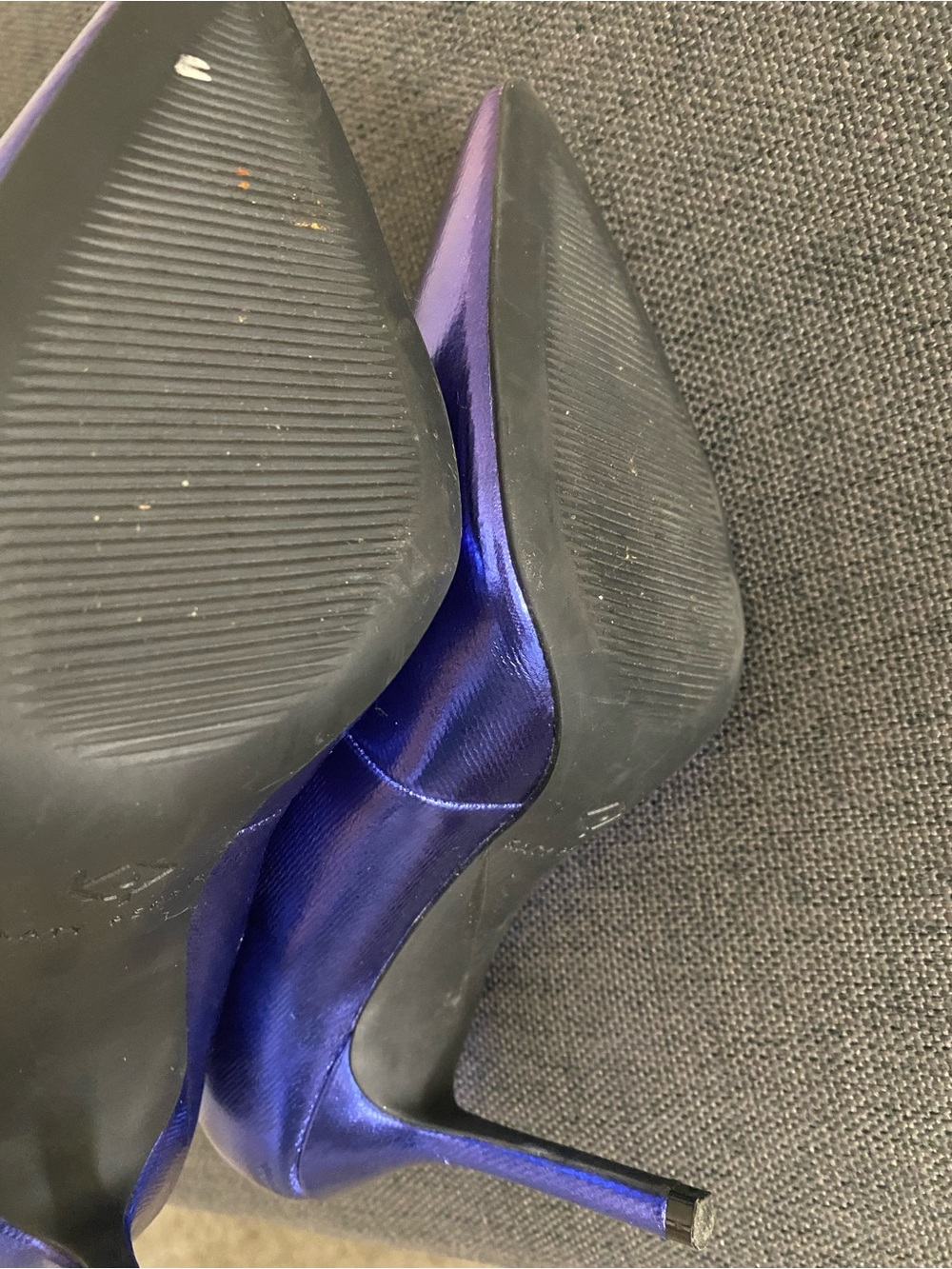 Katy Perry Metallic Closed Toe Purple Heels Size 7.5M Used - Picture 8 of 8